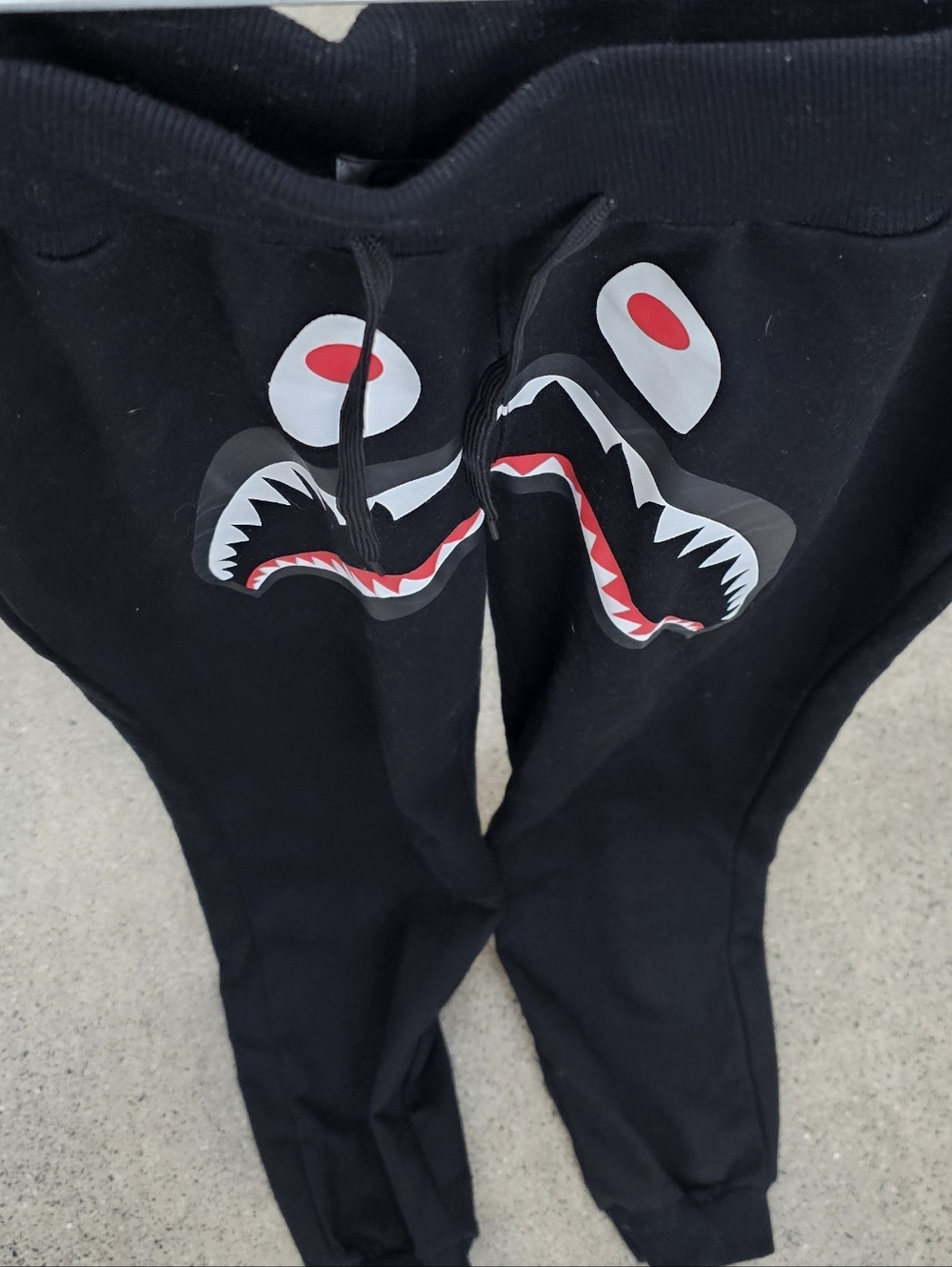 A Bathing Ape Kids Black Shark Face Jogger Pants
